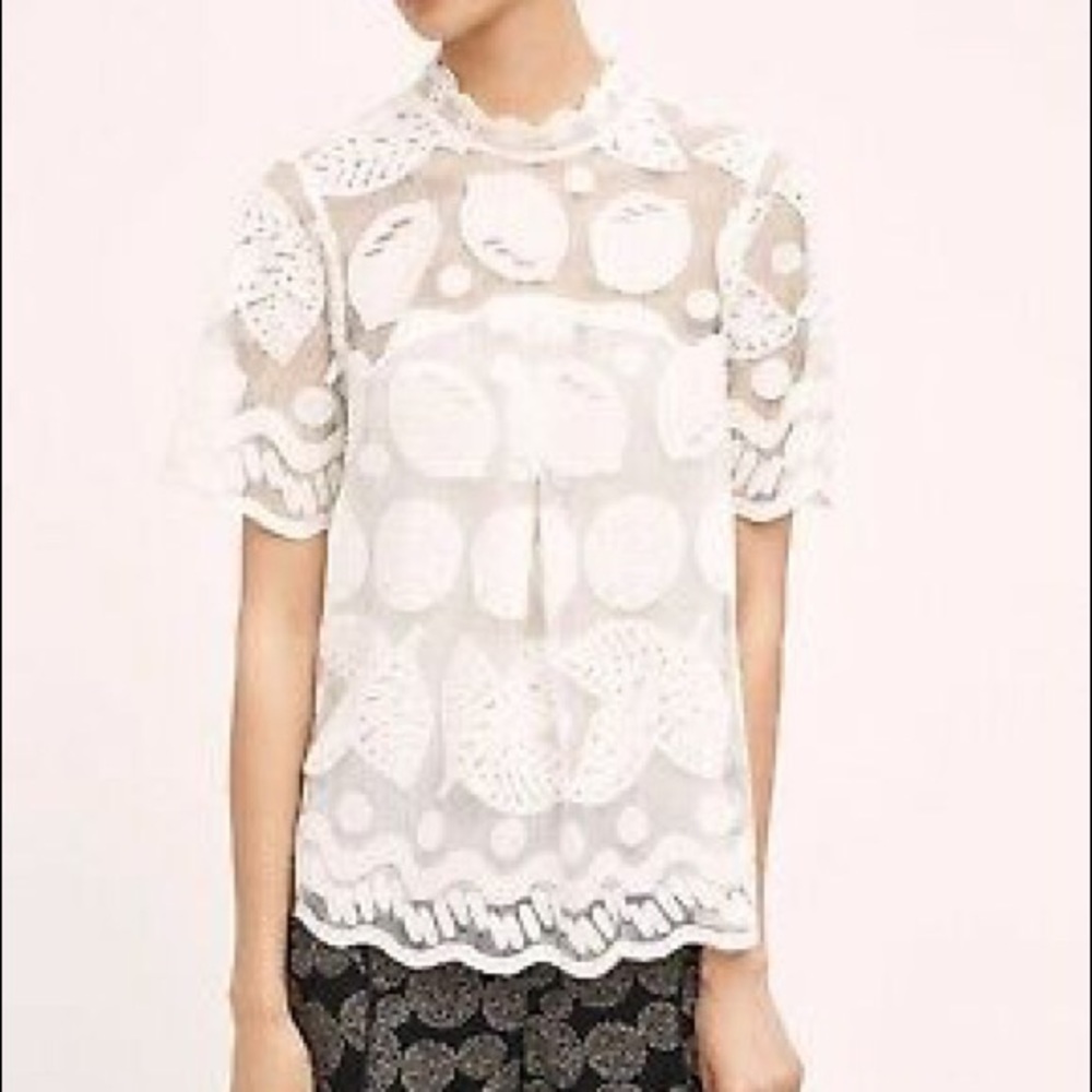 Anthropologie Lemon Lace top